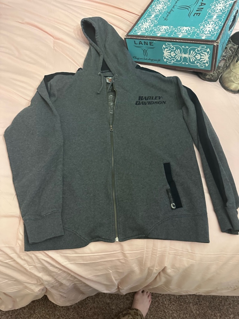 Harley-Davidson Charcoal Gray Fullzip Hoodie with Eagle Patch